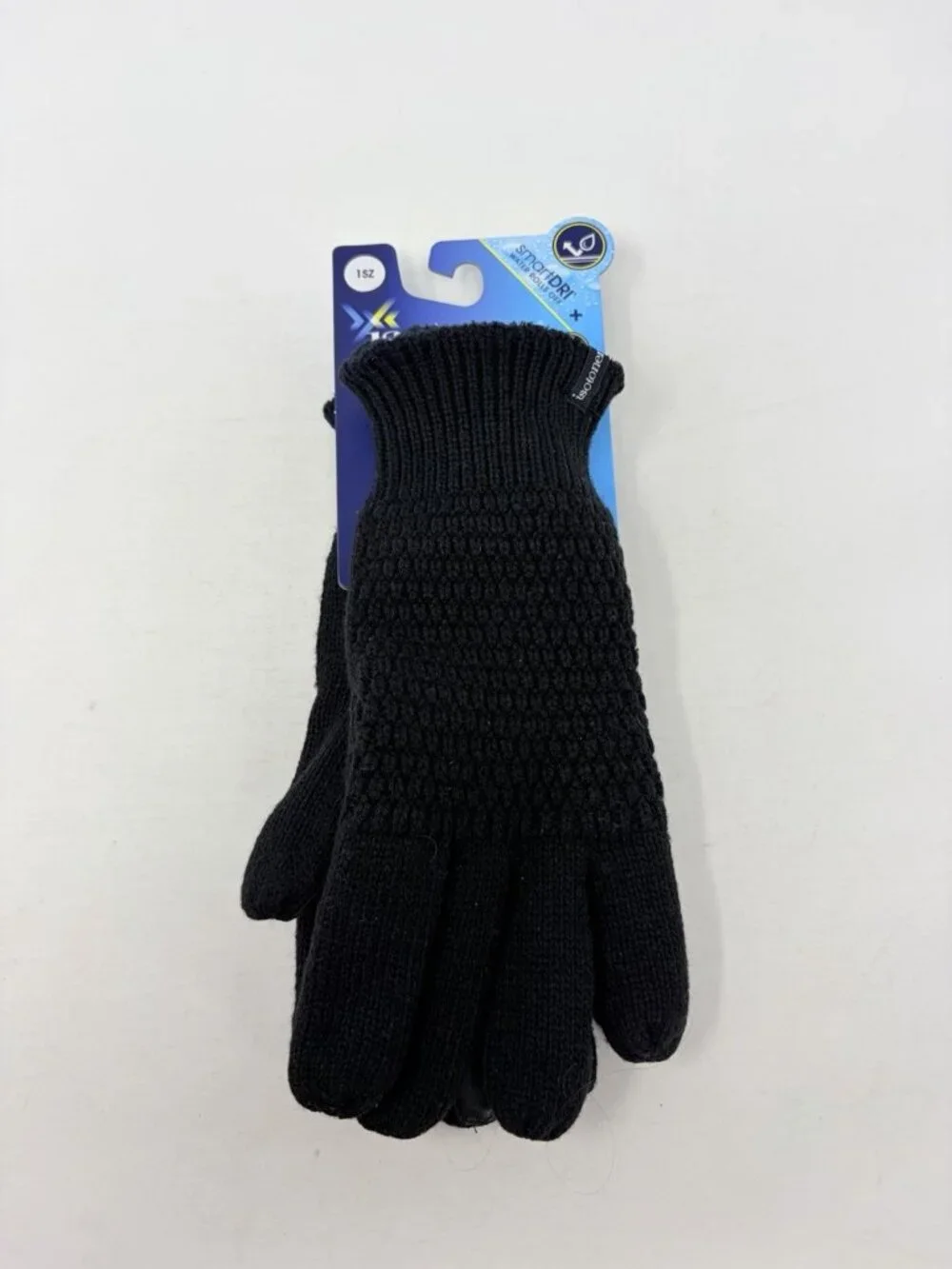Isotoner Womens One Size Fits Most Textured Touchscreen Gloves in Black 1300 - Picture 2 of 9